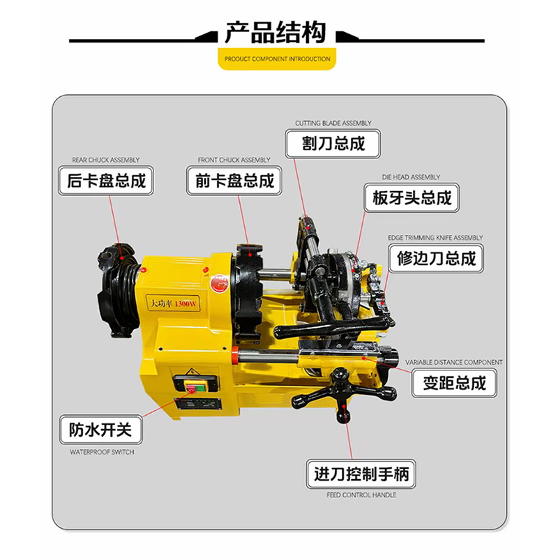 Máy ren ống điện tốc độ kép 4 inch 15-100mm SQ100 Máy ren ống điện tốc độ kép 4 inch 15-100mm SQ100